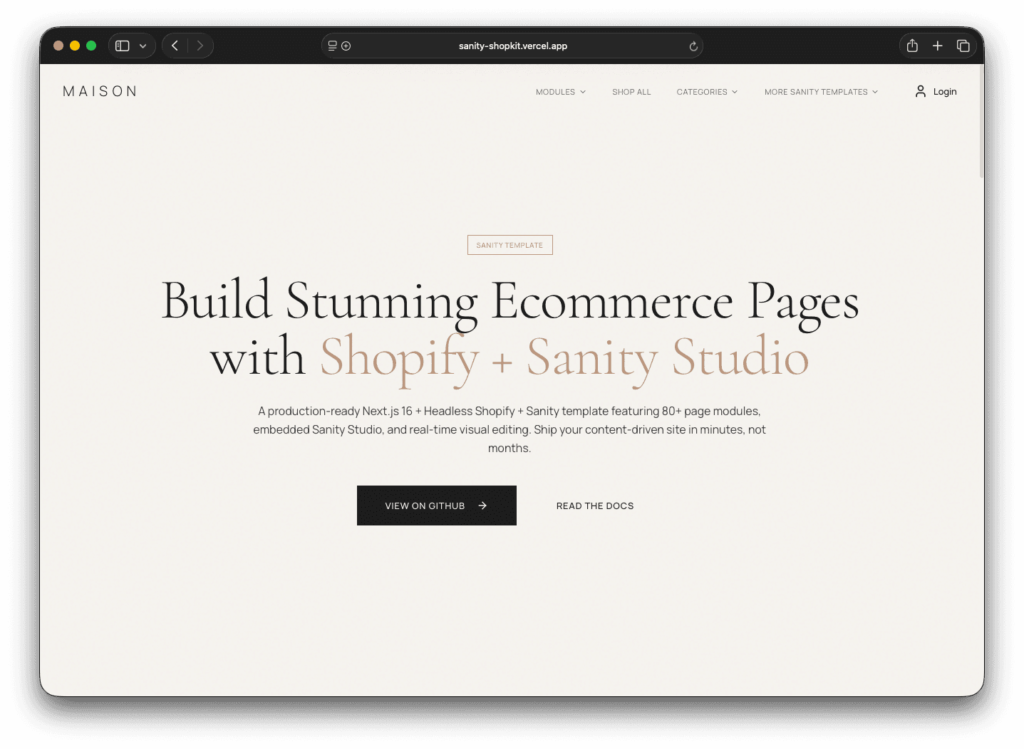 Mason Sanity + Shopify Luxury