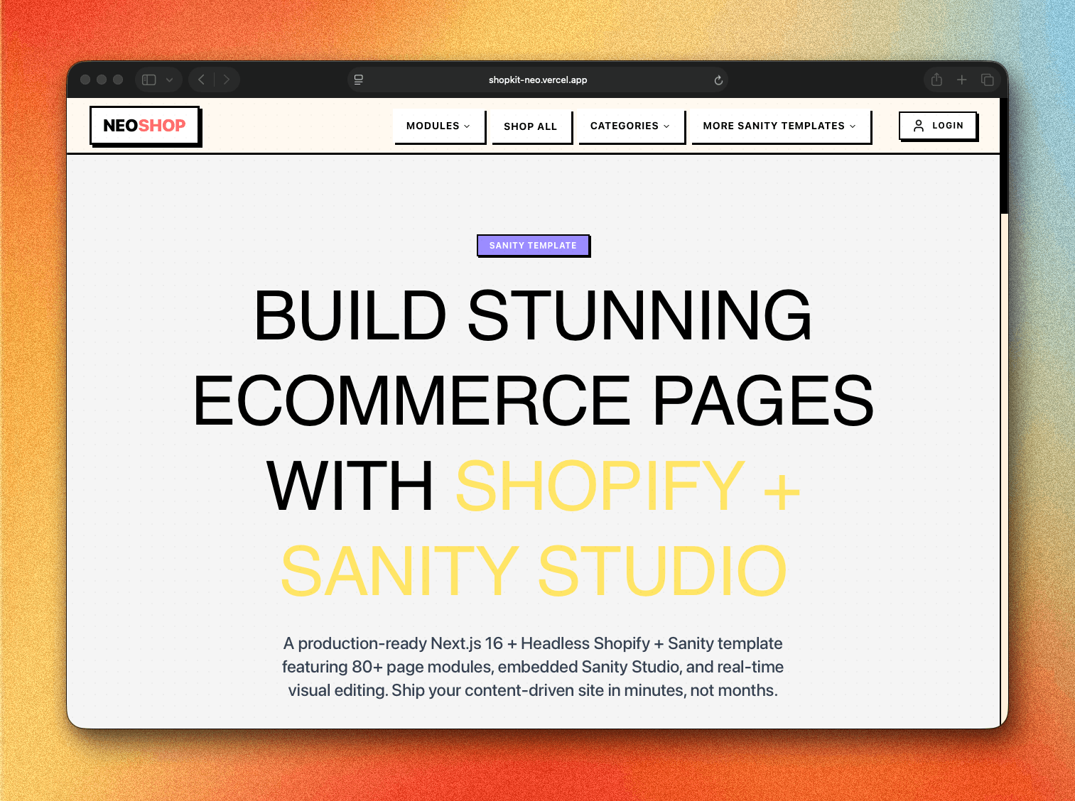 Neo Shopify + Sanity